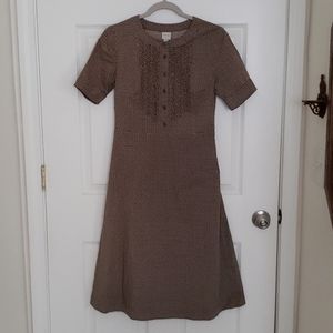 Merona Polka dot brown secretary midi dress EUC
